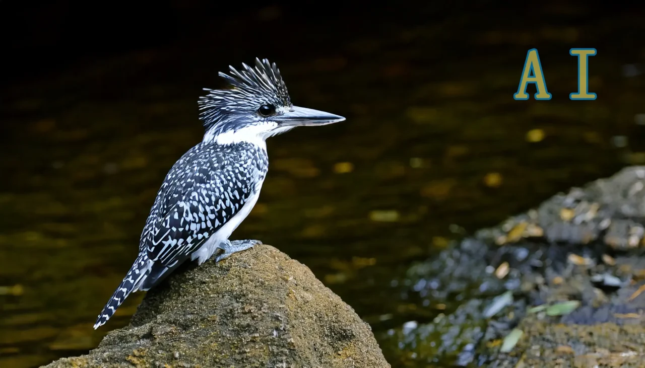 日本のヤマセミ(山翡翠) Megaceryle lugubris, Crested Kingfisher