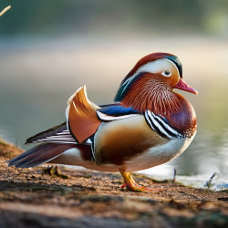 オシドリのAI生成野鳥画像